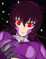 drawing giantess space color clothed purple_hair red_eyes point_of_view looking_at_viewer stars cosmic_giantess beatryxx bumblebambi