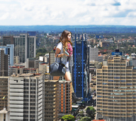 giantess collage city clothed brunette boots walking skyscraper selena_gomez between_buildings sgg rooftop_view mastershrinker