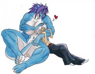 breasts drawing gentle horns anthro size_difference color claws paws holding dnapalmhead
