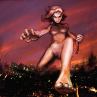 breasts drawing giantess city barefoot anime train painting