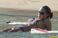 collage swimsuit beach water wet lying_down sunglasses lowerrider speed_boat