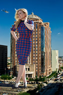 giantess collage blonde high_heels buildings helicopter smiling wonderslug dress standing sky hilary_duff