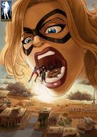 drawing vore mega comic color blue_eyes mouth teeth buildings superhero venom advertisement hollywood deadpool ant-man giantessfan joker hollywood_sign red_skull ms_marvel marvel_comics mass_vore