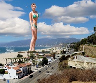giantess collage blonde swimsuit beach cleavage buildings helicopter wonderslug short_hair foot_print sand streets vehicles clouds sky sasha_jackson