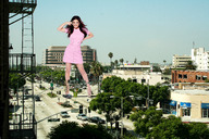 giantess collage city clothed brunette wonderslug running shrunken_woman standing streets vehicles looking_at_viewer vehicle_crush driver olivia_alexander