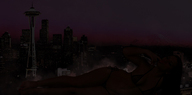 giantess city swimsuit barefoot seattle lying_down giantess_katelyn night closed_eyes finger_sucking space_needle