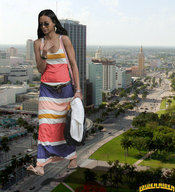 giantess collage feet city buildings dress sandals walking streets vehicles flip_flops lowerrider zoe_saldana