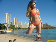 bikini giantess collage mega blonde swimsuit beach looking_at_viewer waterfront beyonce lowerrider