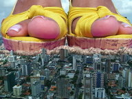crush collage city mega destruction toes buildings shoes skyscraper giantess_feet