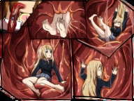 drawing vore blonde comic color clothed digestion k-on! stomach uniform shrunken_woman internal_view