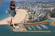 giantess collage city beach buildings shoes brunette dress walking jets foot_print sand aerial_view jennifer_love_hewitt ocean_side accasbel military_jet