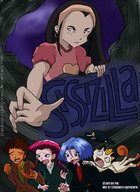 drawing giantess pokemon color clothed crossover blue_hair brunette red_hair team_rocket shrunken_people hat meowth running_away code_lyoko stardust_phantom jessie_(pokémon) james_(pokémon) brock_(pokémon)