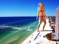 giantess collage blonde swimsuit beach barefoot cleavage ocean smiling wonderslug sand resort keyara ciara_watts holding_truck
