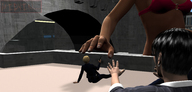 giantess gun buildings police hand reaching shrunken_woman bikini_top digital_render