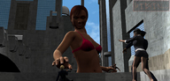giantess city handheld gun buildings police hand reaching looking_at_victim rooftop digital_render