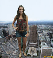 giantess collage feet city buildings brunette smiling sandals standing streets pedicure looking_at_viewer lowerrider jana_kramer