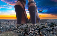 collage city mega destruction high_heels buildings airplane skyscraper sunset giantess_feet joselitooo23 cty bomber