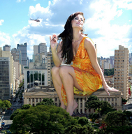 giantess collage city barefoot buildings helicopter brunette dress sitting sky beregous paolla_oliveira
