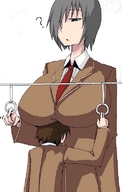 size_difference color ochiko_terada huge_breasts mini_giantess uniform