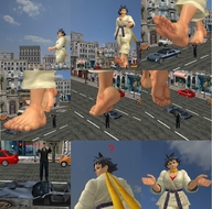 giantess crush comic destruction barefoot buildings street_fighter foot_crush streets vehicles vehicle_crush makoto digital_render