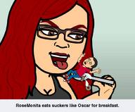 drawing vore color tongue mouth glasses red_hair shrunken_men shrunken_man looking_at_tiny on_spoon bitstrips