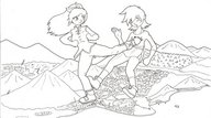 drawing giantess city mega monochrome fighting mountains giantesses showdown