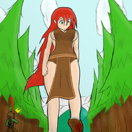 giantess crush color blood red_hair unaware forest point_of_view pointed_ears momonari