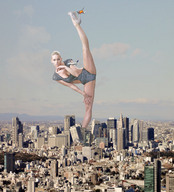 giantess collage city blonde destruction cleavage high_heels wonderslug short_hair airplane jets skyscraper smoke sky splits kimberly_wyatt