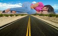 collage mega sleeping clothed high_heels wonderslug lying_down highway clouds sky kerstin