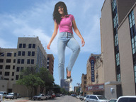 giantess collage city destruction clothed shoes smiling wonderslug streets sky street_view crushed_building kerstin