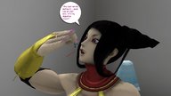vore handheld shrunken_men muscles shrunken_man dangle between_fingers juri dialogue looking_at_victim flashmp digital_render