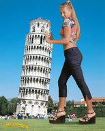 giantess collage feet long_hair clothed grass platforms looking_at_viewer crowds leaning_tower_of_pisa lowerrider