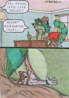drawing insertion furry anthro color anal sitting anal_insertion canine cerberus raccoon panels