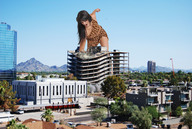 giantess collage city black_hair destruction helicopter wonderslug sky parking_garage crushed_building leopard_print kerstin