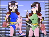 drawing giantess furry tail city color train sandals giantesses swords warriors blcksheep