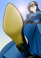 giantess black_hair color blue_eyes high_heels angry foot_crush queen point_of_view looking_at_viewer arthurt2013