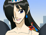 giantess black_hair color smiling queen on_shoulder prince arthurt2013