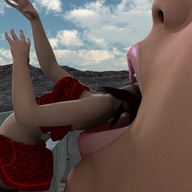 giantess vore inside_mouth implied_vore digital_render killerzcat