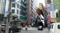 giantess collage city blonde bending_over streets vehicles looking_at_viewer between_buildings hayden_panettiere rocketman rocketmangts south_korea holding_vehicle