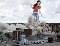 giantess collage destruction buildings brunette wonderslug smoke