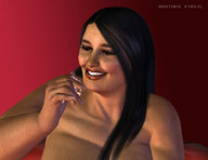 handheld brunette smiling shrunken_men bbw shrunken_man looking_at_victim digital_render