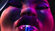 giantess lips shrunken_men kissing shrunken_man dark_skin closed_eyes digital_render puffy_lips