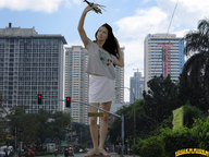 giantess collage feet city handheld buildings helicopter brunette low_angle street sandals sky adriana_lima lowerrider