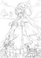 drawing giantess city mega monochrome crossover seo_tatsuya touhou umbrella yukari_yakumo source_needed attack_on_titan shingeki_no_kyojin