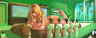 giantess barefoot cleavage lying_down aquarium giantessfan sample_image fish_tank servants looking_at_tiny