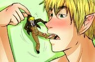 naga vore color tongue giant male handheld anime dangle between_fingers looking_at_victim hetalia