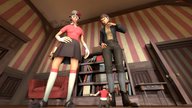 clothed skirt team_fortress_2 shrunken_man looking_down indoors hat point_of_view femscout looking_at_tiny sir-ethin digital_render