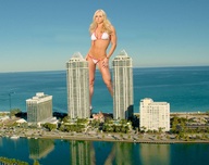 giantess collage blonde swimsuit ocean wonderslug legs athletic sky looking_at_viewer resort holly_brickin