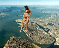 collage landscape giga city swimsuit barefoot water brunette unknown_artist legs looking_down bay pedicure jaime_koeppe