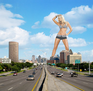 collage city mega blonde destruction buildings helicopter wonderslug belly skyscraper highway vehicles sky petra_cubonova